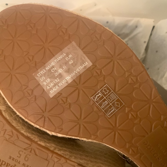 Kate Spade Tianna Espadrille Wedges Black Suede Leather Platform Sandal Pump 9.5 - Picture 13 of 16